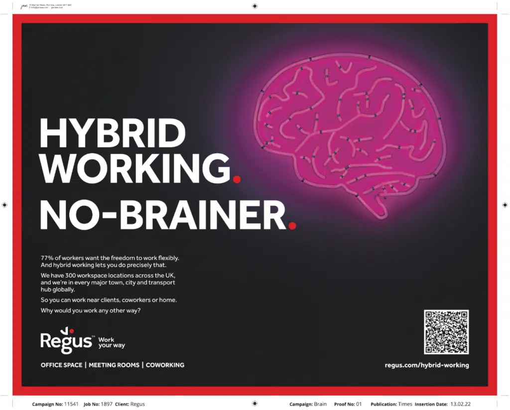 Regus Print Campaign - Hybrid Working No Brainer