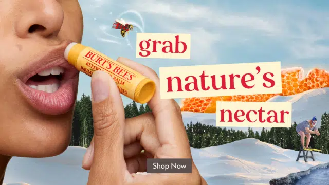 Burt Bees Website banner designed by JAM worldwide content production and adaptation team.